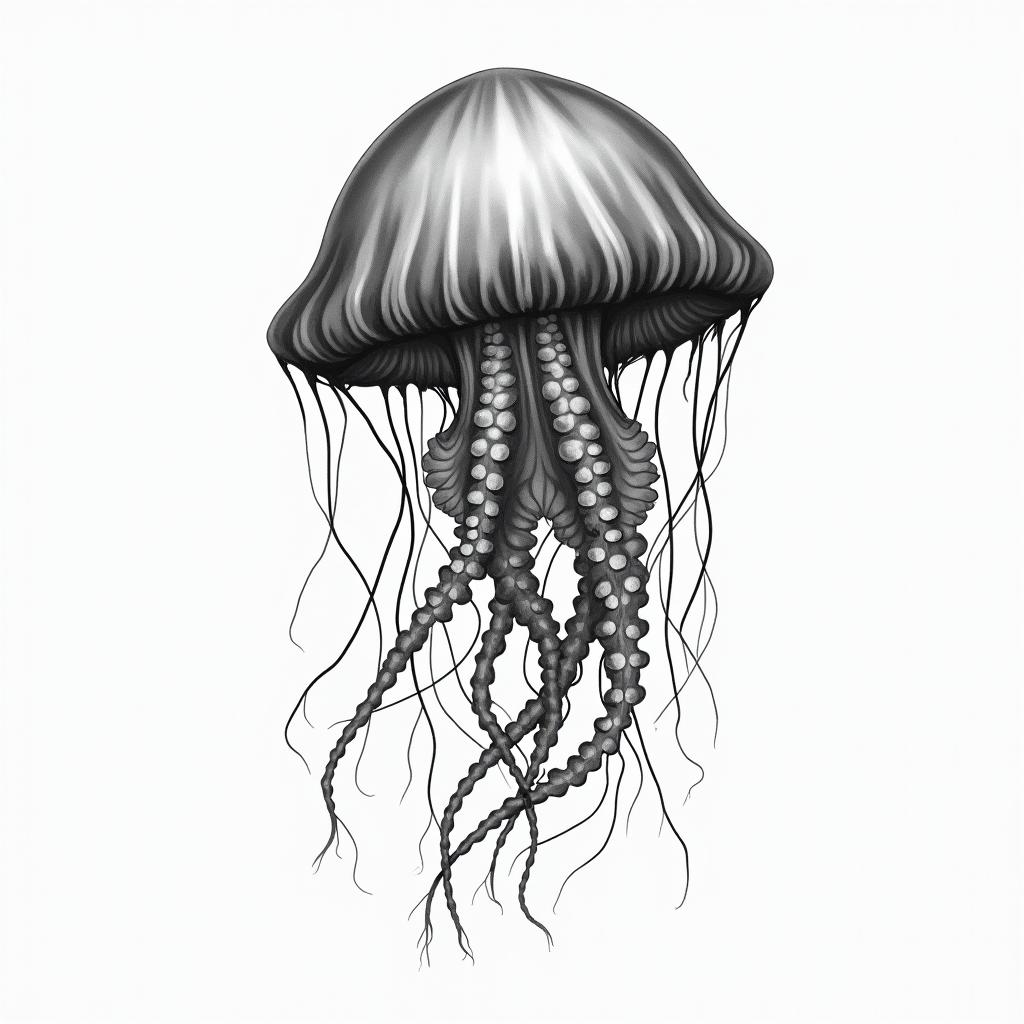 Jellyfishhigly detailed tattoo - Variation 4