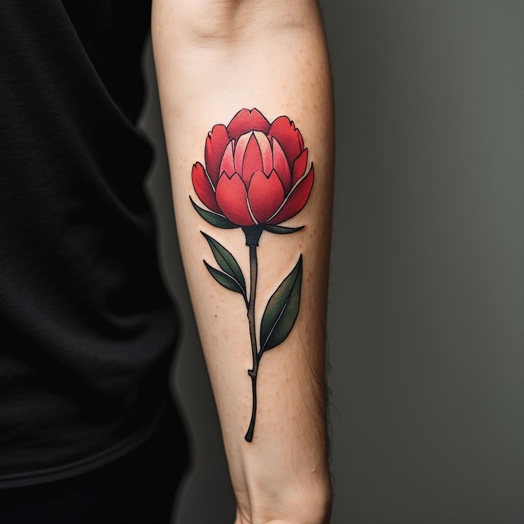 geo peonyin minimalist style tattoo, featuring simple shapes and fine lines, with minimal shading and details, tiny triangles, creating a sense of balance and harmony - Variation 3