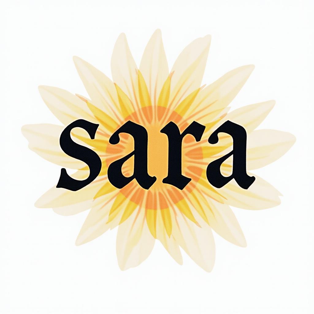 Name SARA with honeybee backgroundtext-based tattoo, japanese font ultra-realistic, perfectly placed, high-quality font design, photo-realistic shading, 8k, high quality, finely detailed typograph