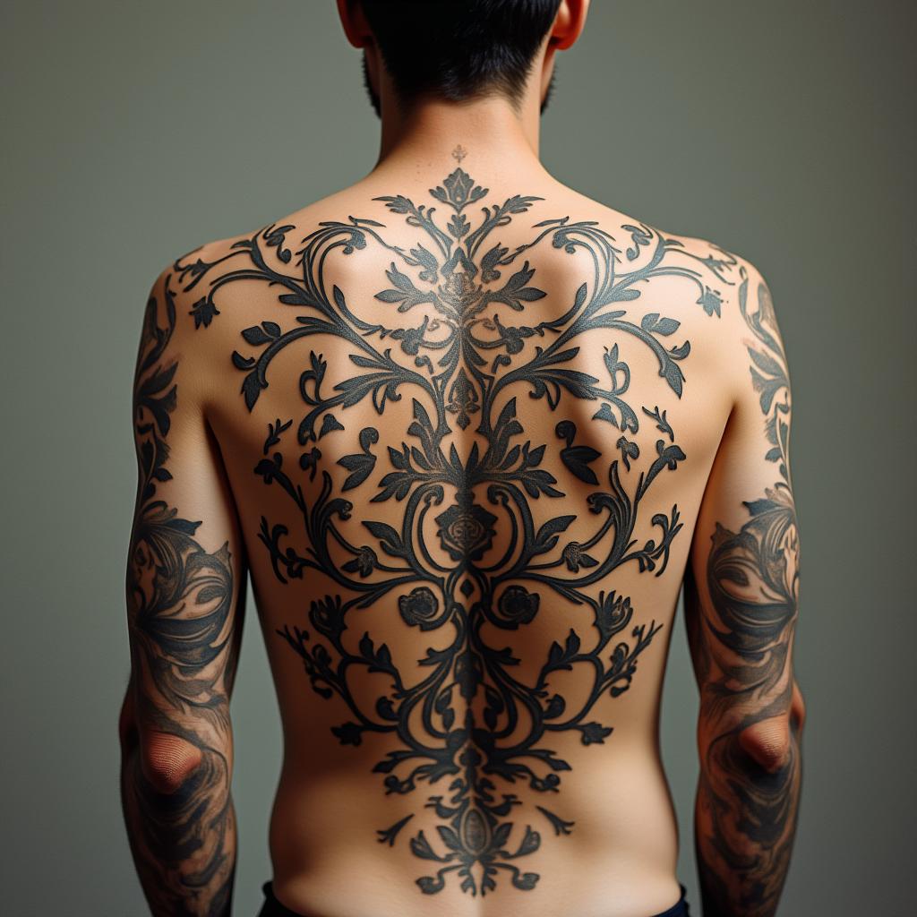 Twisted rose vinesin victorian style tattoo, featuring vintage and elegant elements, ornate frames, roses, antique, sepia-toned color scheme - Variation 4