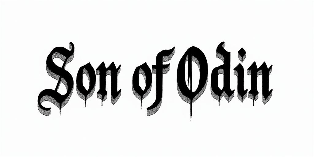 Son Of Odintext-based tattoo, gothic font ultra-realistic, perfectly placed, high-quality font design, photo-realistic shading, 8k, high quality, finely detailed typography - Variation 37