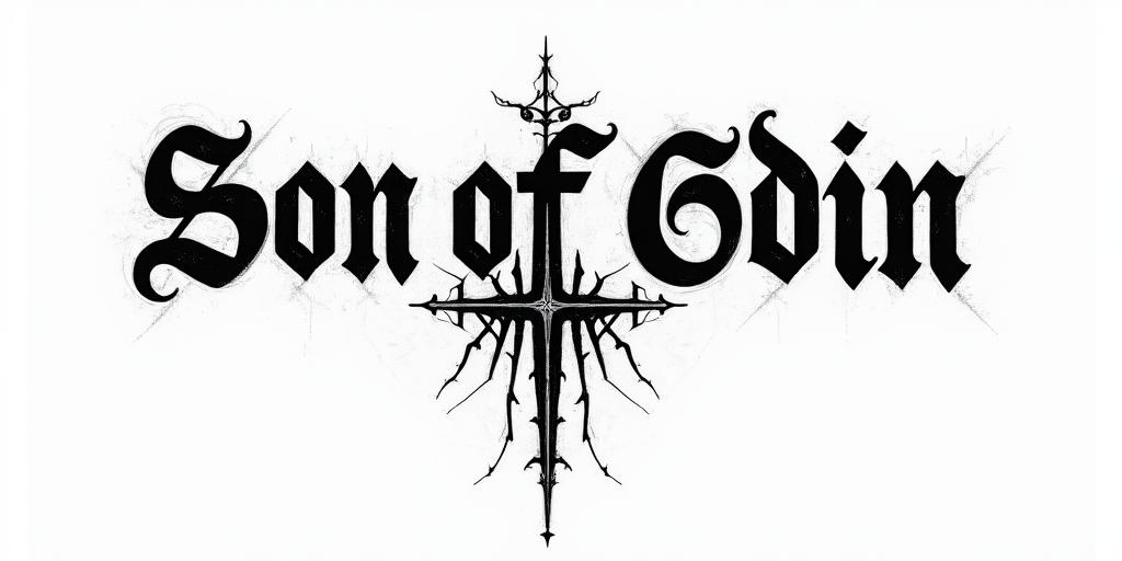 Son Of Odintext-based tattoo, gothic font ultra-realistic, perfectly placed, high-quality font design, photo-realistic shading, 8k, high quality, finely detailed typography - Variation 39