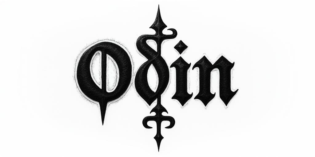 Son Of Odintext-based tattoo, gothic font ultra-realistic, perfectly placed, high-quality font design, photo-realistic shading, 8k, high quality, finely detailed typography - Variation 38