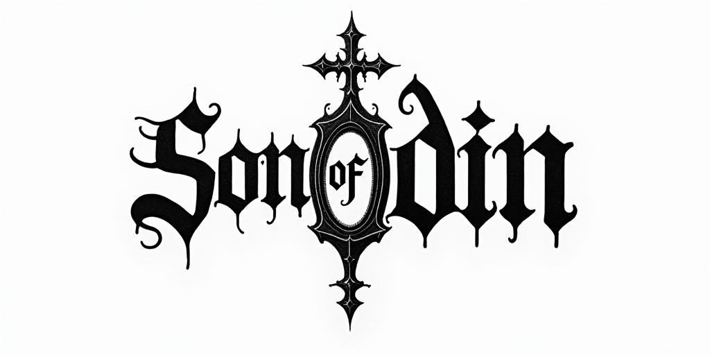 Son Of Odintext-based tattoo, gothic font ultra-realistic, perfectly placed, high-quality font design, photo-realistic shading, 8k, high quality, finely detailed typography - Variation 35