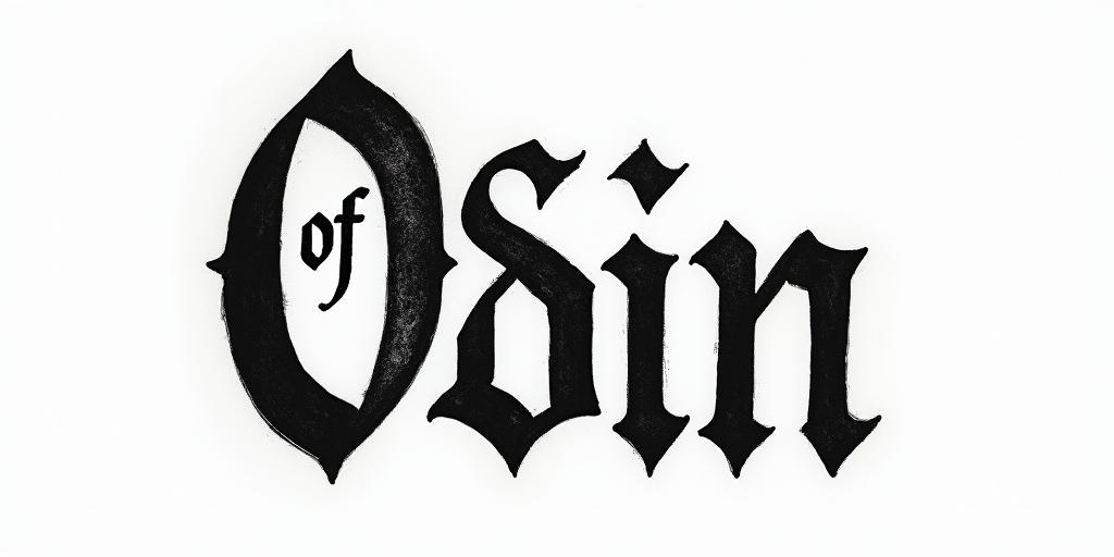 Son Of Odintext-based tattoo, gothic font ultra-realistic, perfectly placed, high-quality font design, photo-realistic shading, 8k, high quality, finely detailed typography - Variation 36