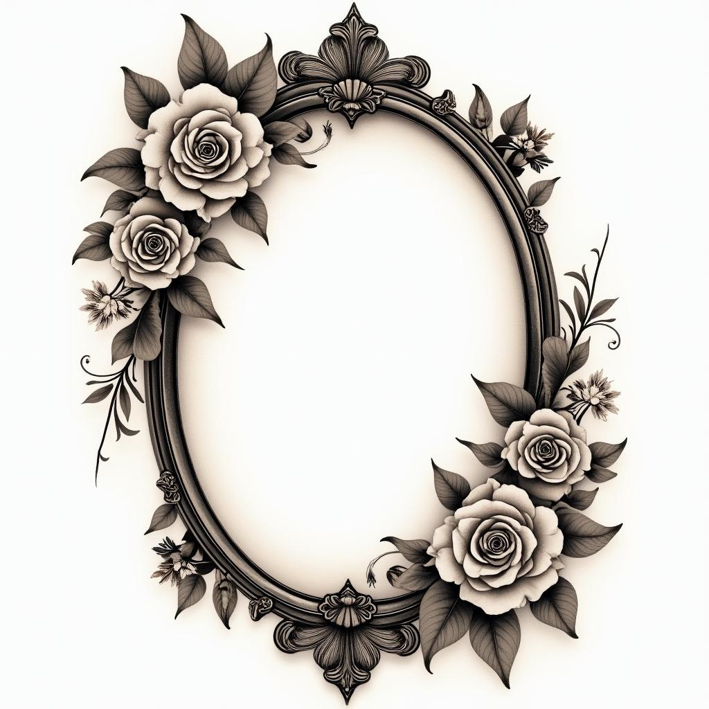 Text Everything IS possiblein victorian style tattoo, featuring vintage and elegant elements, ornate frames, roses, antique, sepia-toned color scheme - Variation 2