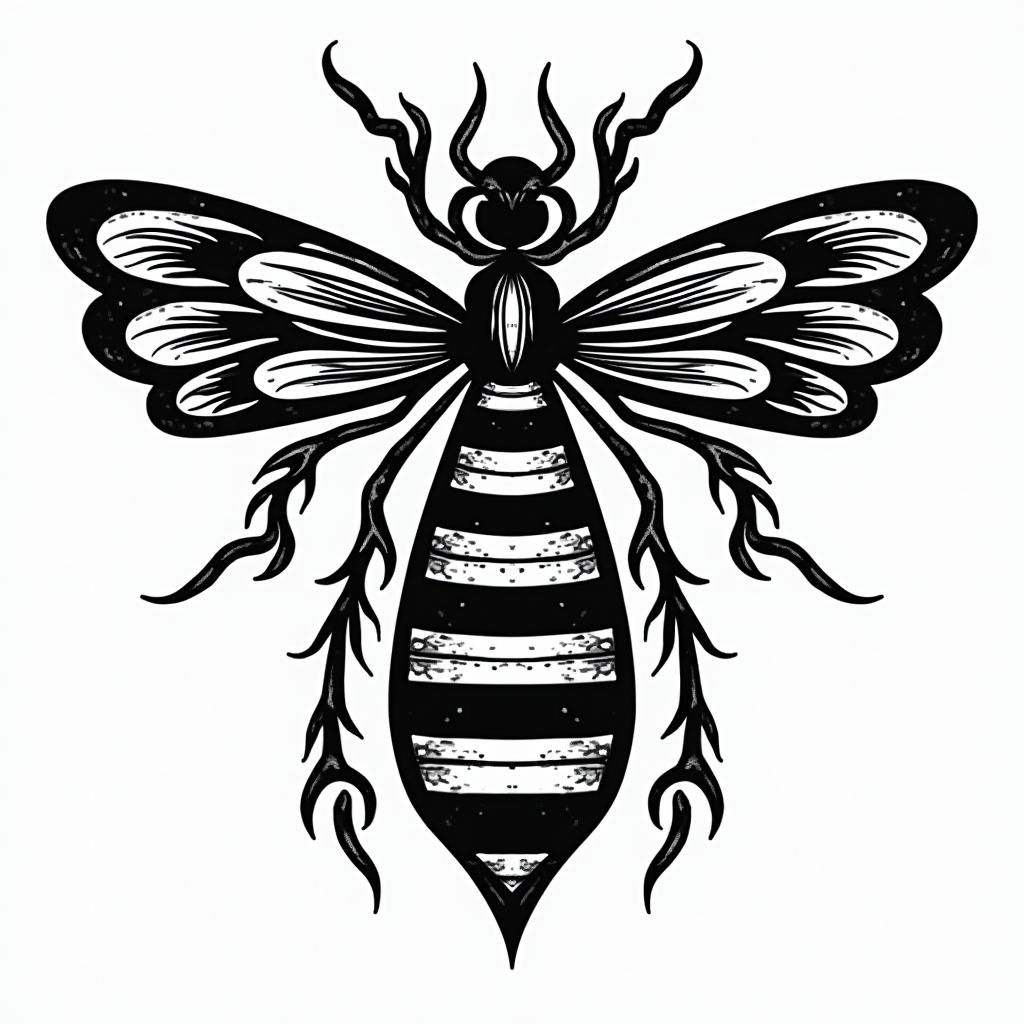 Name SARA with honeybee backgroundin tribal tattoo style, featuring bold and black geometric shapes, curved lines, intertwine and flow seamlessly, creating a powerful and symbolic design, polynesian and maori styles - Variation 6