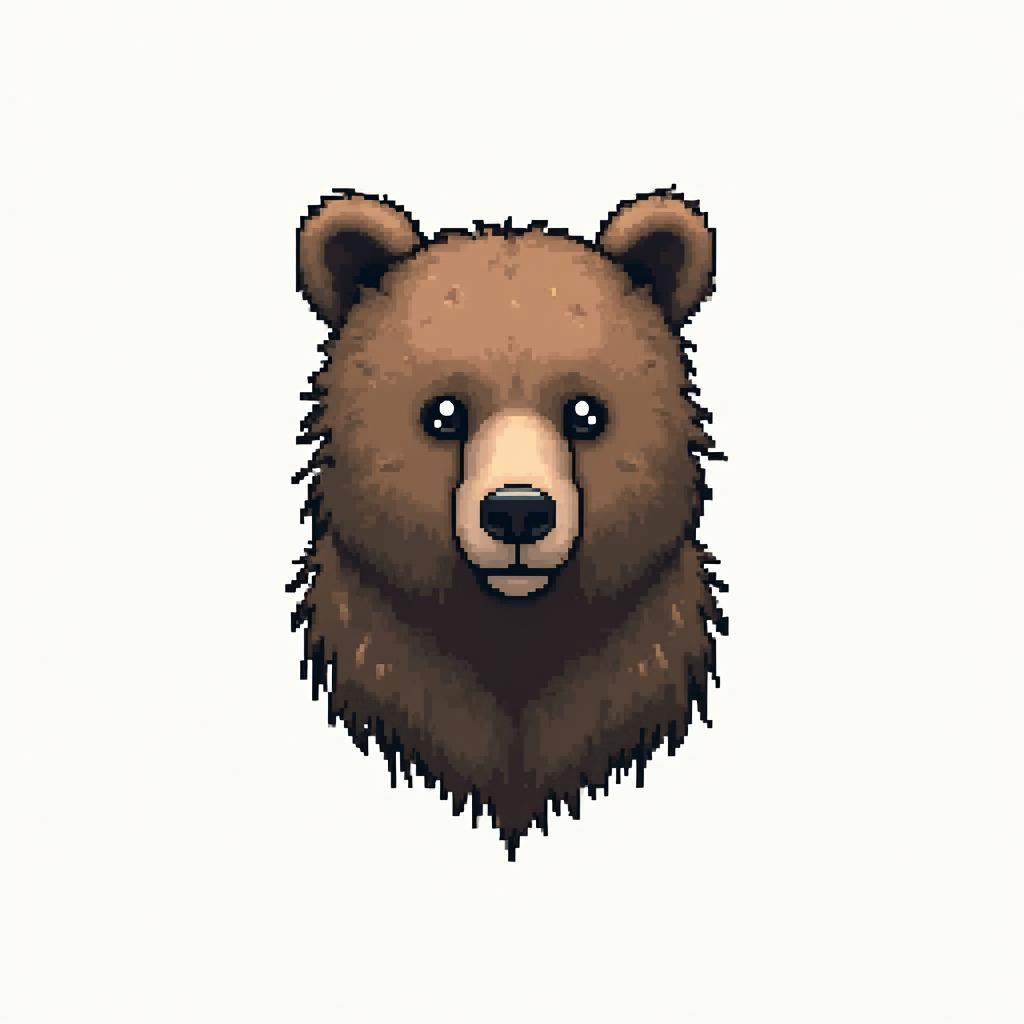 Brown bearin 8-bit tattoo style, minimalistic pixel style tattoo, pixel art with simplified shapes and retro gaming visuals, inspired by 8-bit pixel based detailing - Variation 2