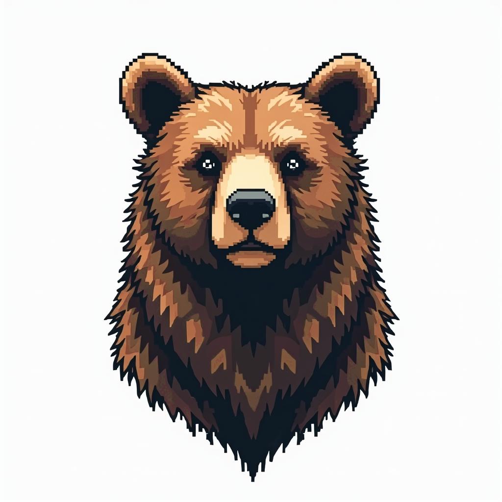 Brown bearin 8-bit tattoo style, minimalistic pixel style tattoo, pixel art with simplified shapes and retro gaming visuals, inspired by 8-bit pixel based detailing - Variation 4