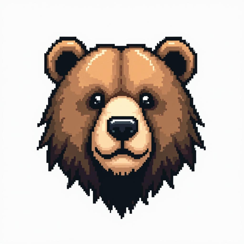 Brown bearin 8-bit tattoo style, minimalistic pixel style tattoo, pixel art with simplified shapes and retro gaming visuals, inspired by 8-bit pixel based detailing - Variation 3