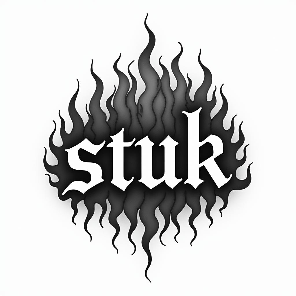 Flame outline backgroundtext-based tattoo, gothic font ultra-realistic, perfectly placed, high-quality font design, photo-realistic shading, 8k, high quality, finely detailed typography - Variation 4