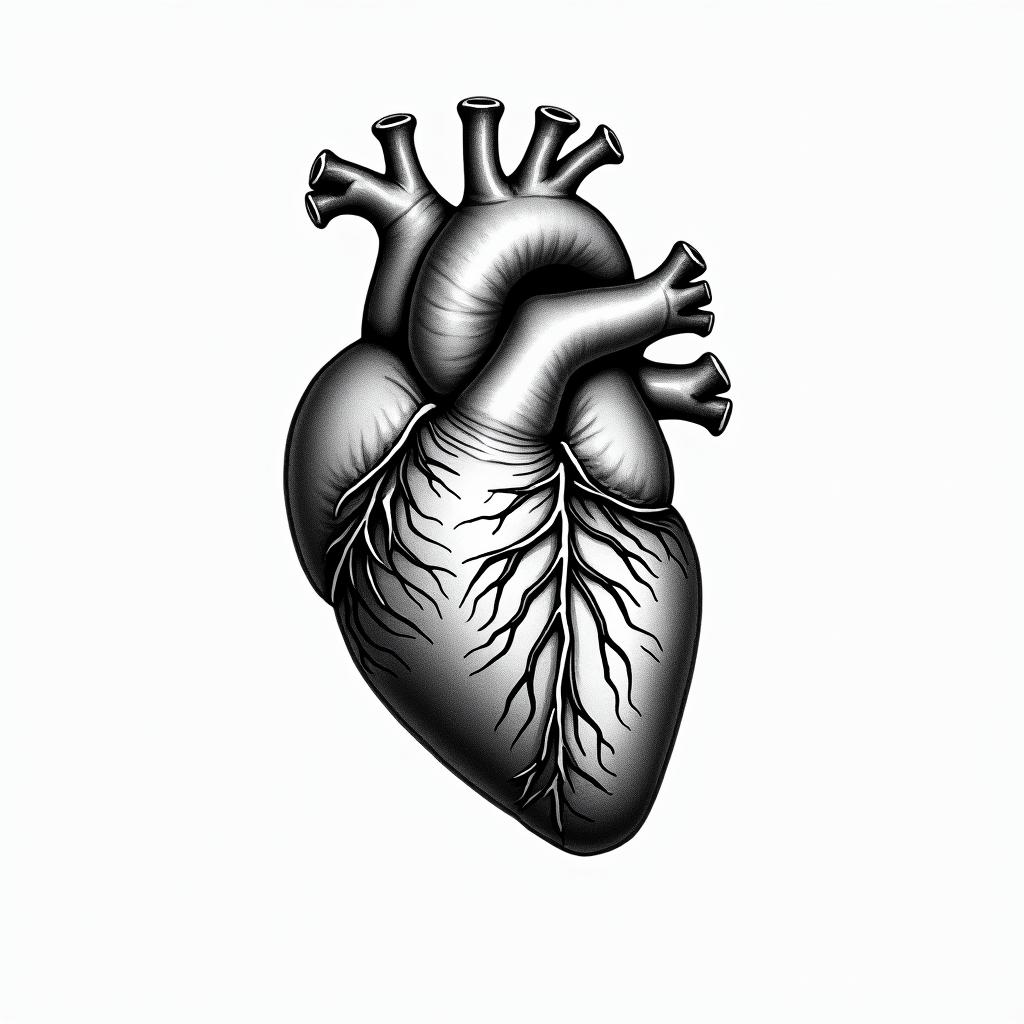 Anatomical heartin bohemian style tattoo, 8k - Variation 4