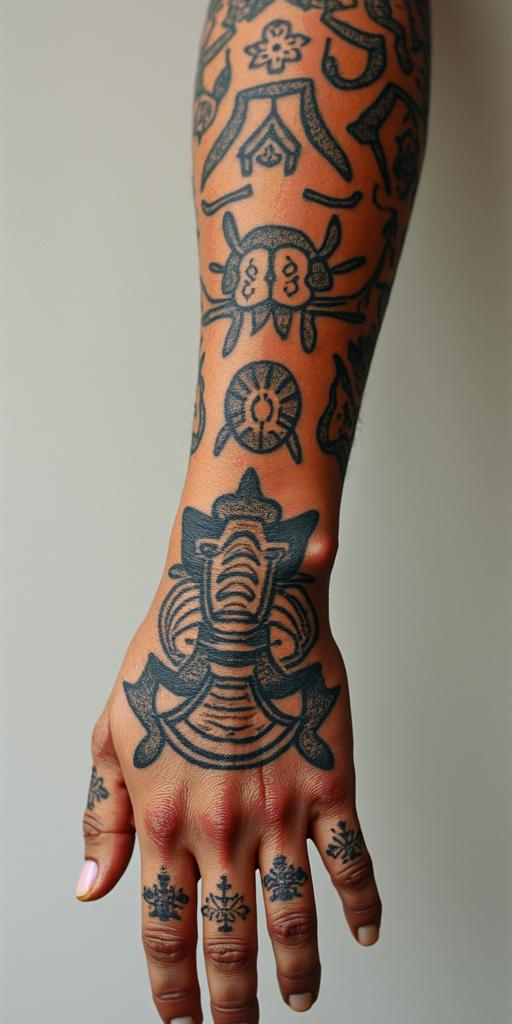 Combination of an elephant and a turtle in an ancestral and spiritual culture.abstract dancing figures in Keith Haring style, featuring bold black outlines and solid color fills, figures posed in dynamic and playful dance movements, minimalist design