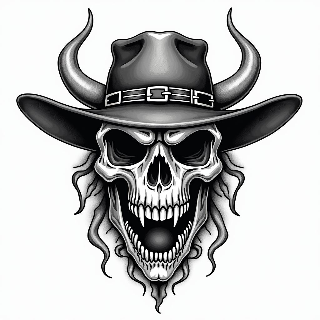 a t. rex skull western stylein authentic tattoo style, incorporating traditional modifications, bold black outlines, solid color fills, featuring classic authentic elements - Variation 4