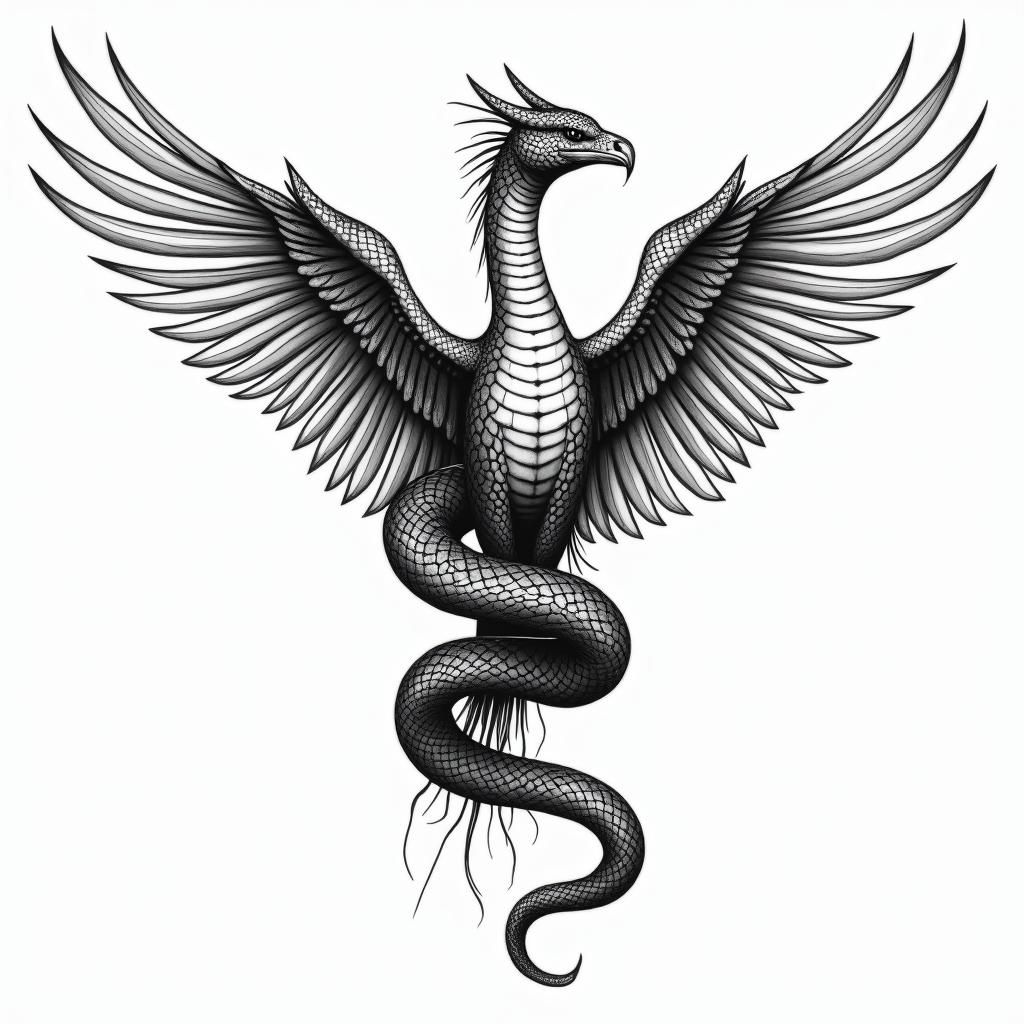 Medical snakes wrapped around phoenixin new school tattoo, pop culture, modern, detailed tattoo, illustrative - Variation 7