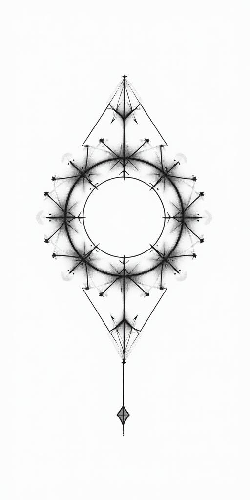 Freya, cancer star sign, mother, artistin minimalist style tattoo, featuring simple shapes and fine lines, with minimal shading and details, tiny triangles, creating a sense of balance and harmony - Variation 2