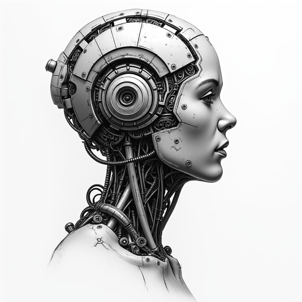 Luke 6:37 - 
Judge not, and ye shall not be judged: condemn not, and ye shall not be condemned: forgive, and ye shall be forgiven:tattoo in biomechanic style, the tattoo covered by robotic elements of futuristic cyberpunk design, robotic features detail, showcasing intricate mechanical components - Variation 2