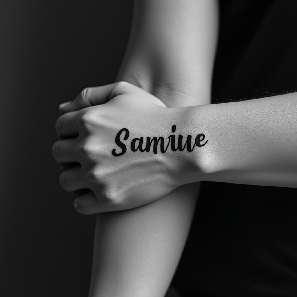 Meaningfulminimalist text-based tattoo, Monospace font ultra-realistic, perfectly placed, high-quality font design, photo-realistic shading, 8k, high quality, finely detailed typograph - Variation 2