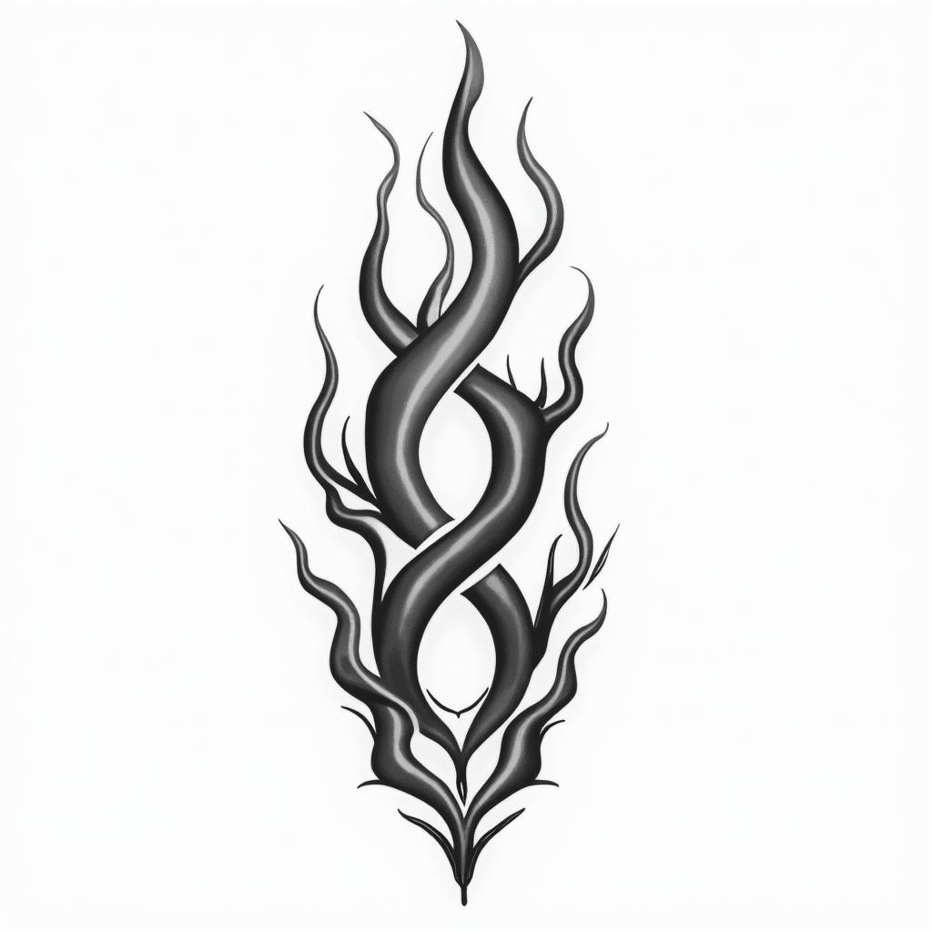 Flame outline backgroundin new school tattoo, pop culture, modern, detailed tattoo, illustrative - Variation 3