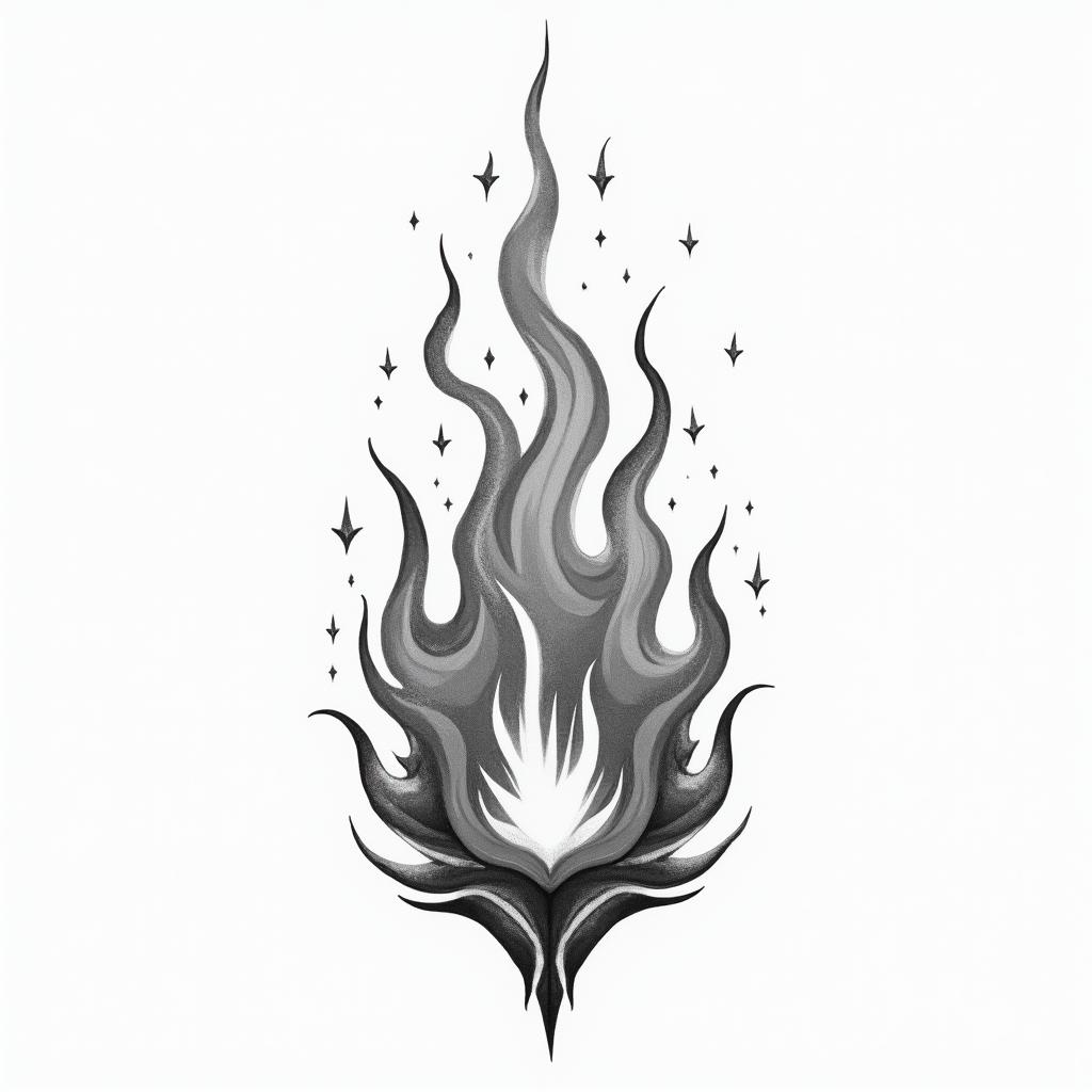 Flame outline backgroundin new school tattoo, pop culture, modern, detailed tattoo, illustrative - Variation 2