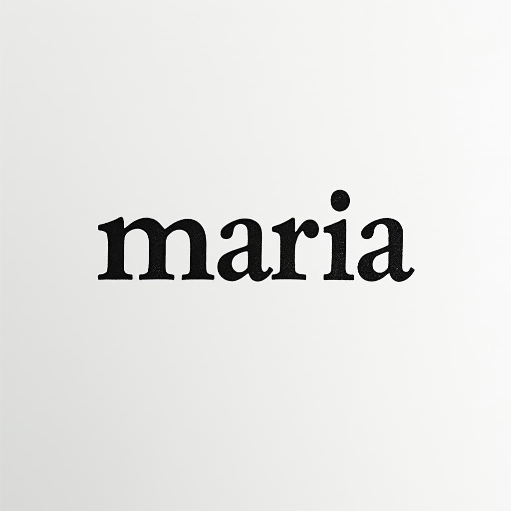 Mariaminimalist text-based tattoo, Monospace font ultra-realistic, perfectly placed, high-quality font design, photo-realistic shading, 8k, high quality, finely detailed typograph - Variation 25