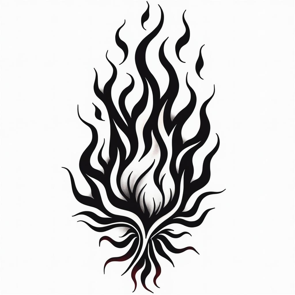 Flame outline backgroundin authentic tattoo style, incorporating traditional modifications, bold black outlines, solid color fills, featuring classic authentic elements - Variation 4