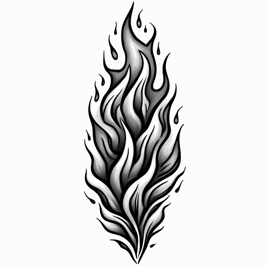 Flame outline backgroundin authentic tattoo style, incorporating traditional modifications, bold black outlines, solid color fills, featuring classic authentic elements - Variation 3