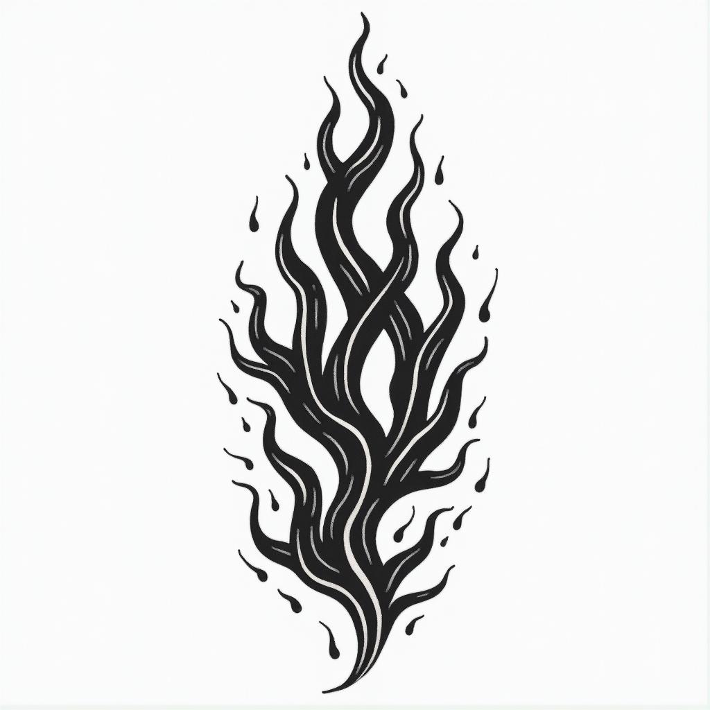 Flame outline backgroundin authentic tattoo style, incorporating traditional modifications, bold black outlines, solid color fills, featuring classic authentic elements - Variation 2