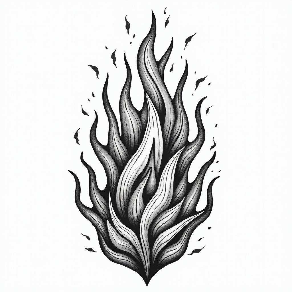 Flame outline backgroundin authentic tattoo style, incorporating traditional modifications, bold black outlines, solid color fills, featuring classic authentic elements