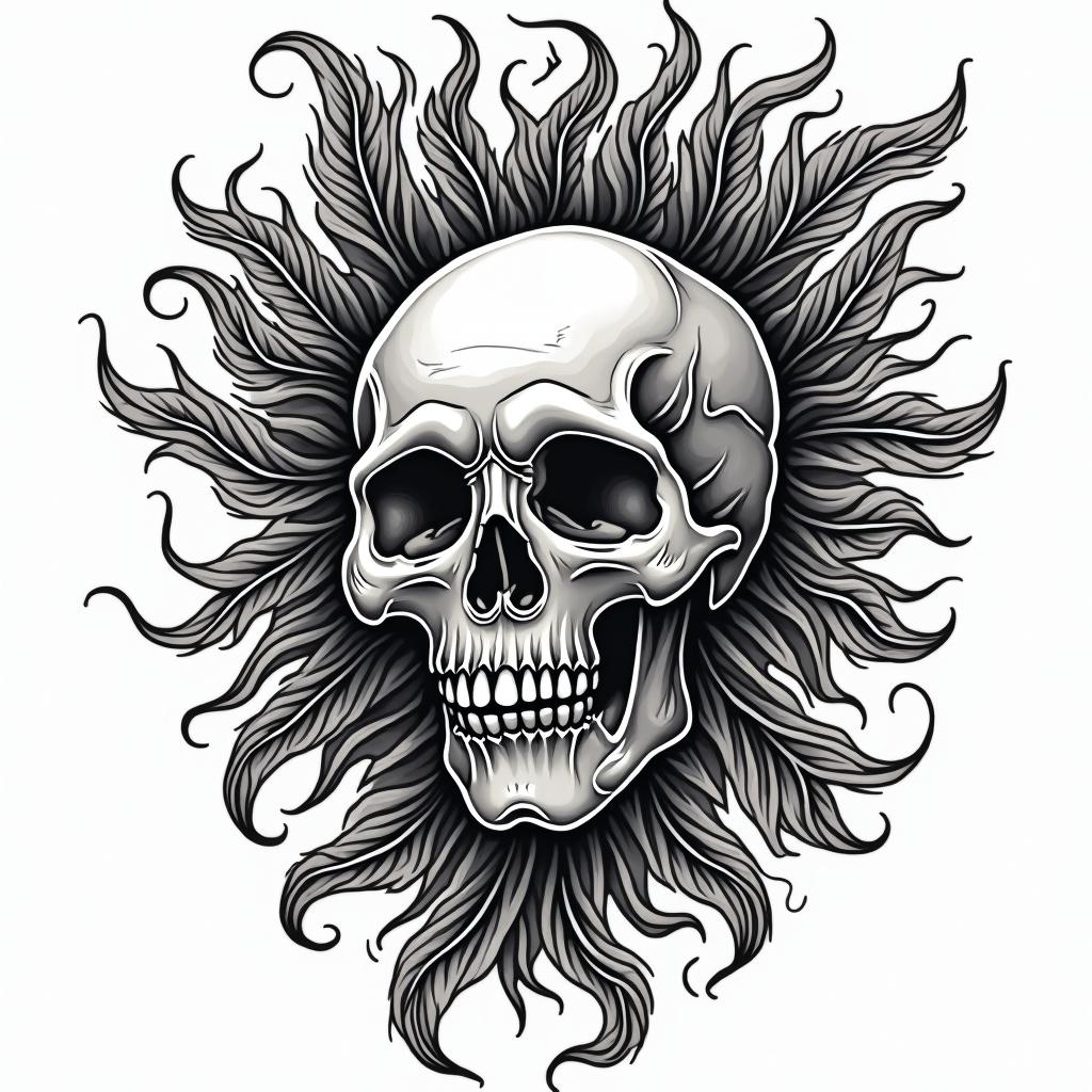 Bo mega constructionin authentic tattoo style, incorporating traditional modifications, bold black outlines, solid color fills, featuring classic authentic elements - Variation 4