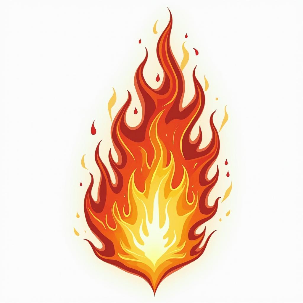 Flame outlinein flame tattoo style showcasing fiery elements with dynamic flame patterns, glowing effect of flames, natural colors