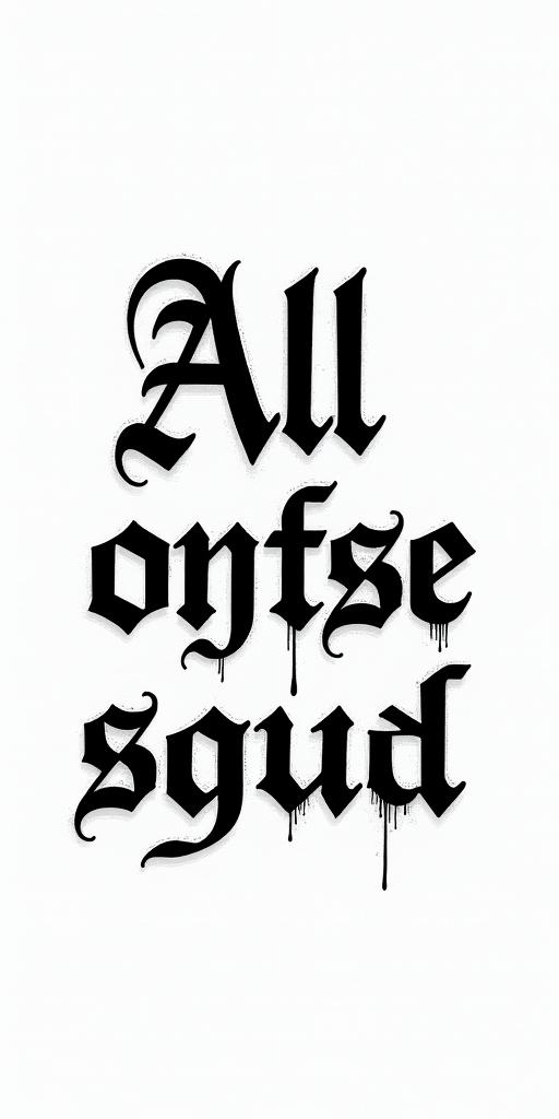 All for not studying.text-based tattoo, gothic font ultra-realistic, perfectly placed, high-quality font design, photo-realistic shading, 8k, high quality, finely detailed typography - Variation 3