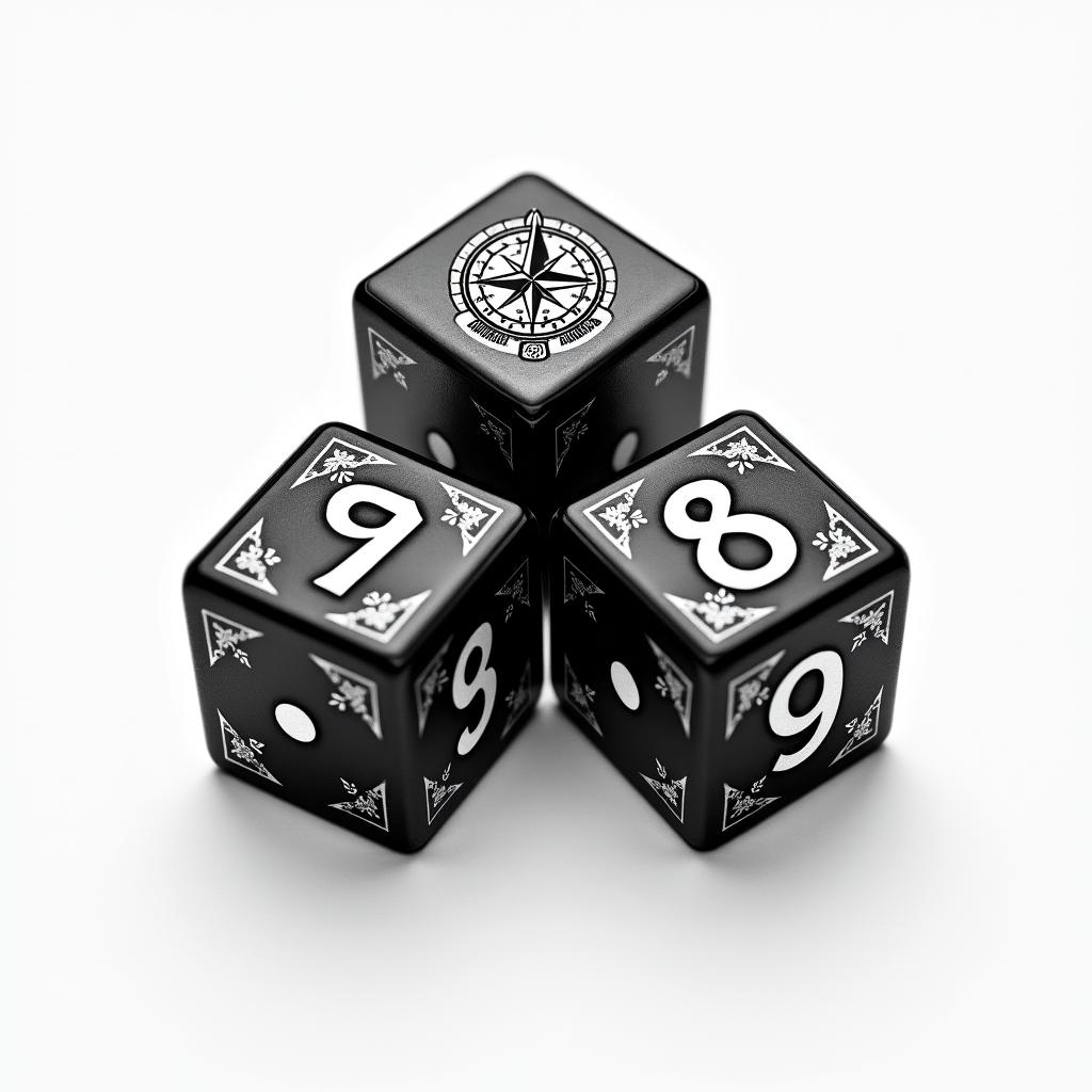 2 Black dice equaling 7, 8, and 9, compass, globe representing a journey together for lifein realism tattoo style, featuring a highly detailed, lifelike, capturing every detail, photorealistic, ultra realistic, intricate shading, smooth and sharp,