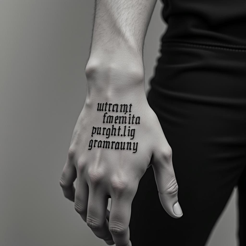 Mariaminimalist text-based tattoo, Monospace font ultra-realistic, perfectly placed, high-quality font design, photo-realistic shading, 8k, high quality, finely detailed typograph - Variation 5