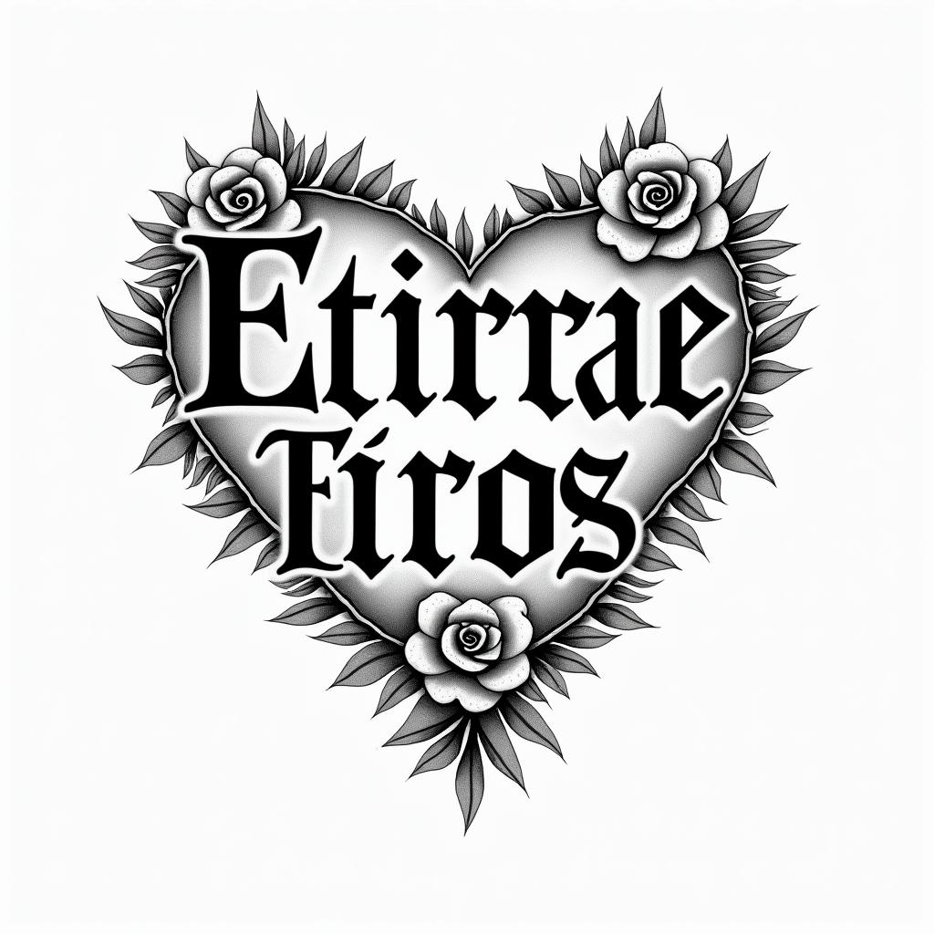 Tribute to my eternal boss🖤text-based tattoo, gothic font ultra-realistic, perfectly placed, high-quality font design, photo-realistic shading, 8k, high quality, finely detailed typography - Variation 4