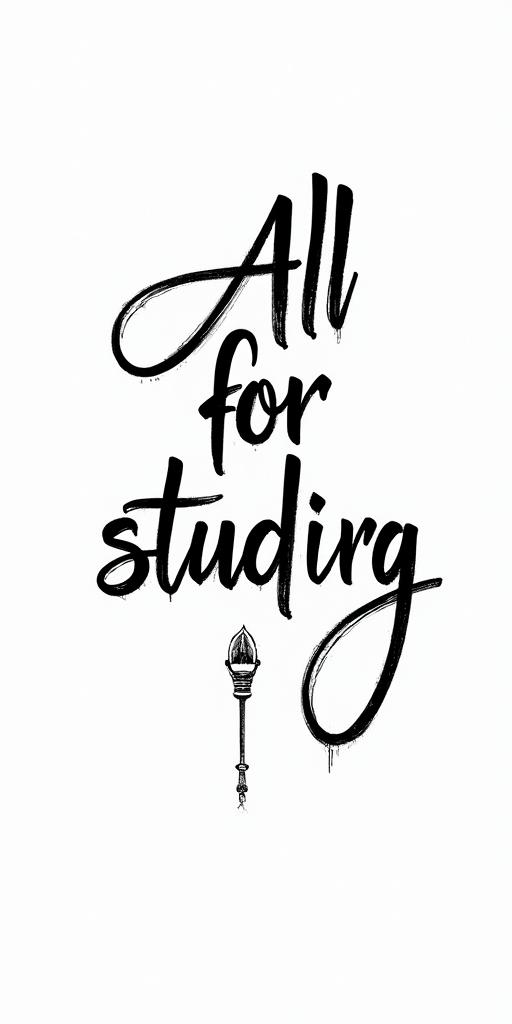 All for not studyingtext-based tattoo, gothic font ultra-realistic, perfectly placed, high-quality font design, photo-realistic shading, 8k, high quality, finely detailed typography