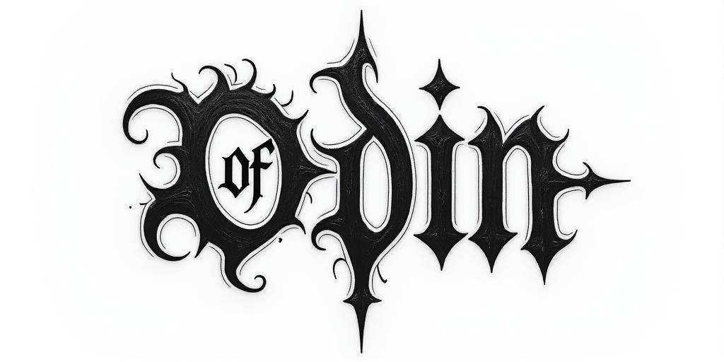 Son Of Odintext-based tattoo, gothic font ultra-realistic, perfectly placed, high-quality font design, photo-realistic shading, 8k, high quality, finely detailed typography - Variation 32