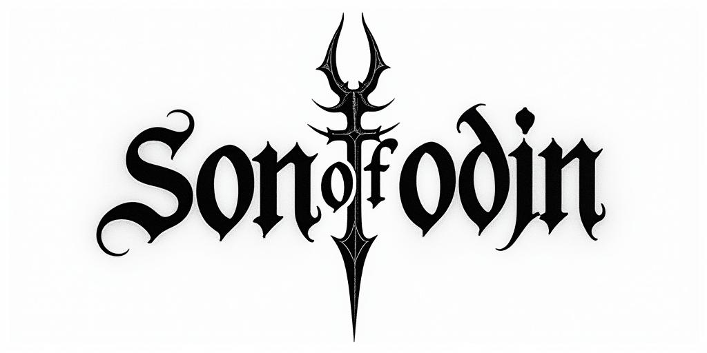 Son Of Odintext-based tattoo, gothic font ultra-realistic, perfectly placed, high-quality font design, photo-realistic shading, 8k, high quality, finely detailed typography - Variation 28