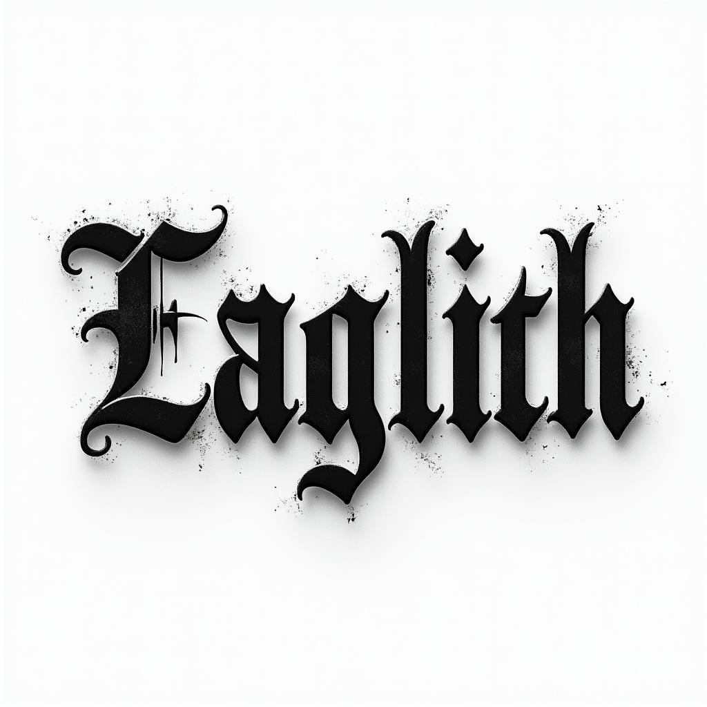 Black gray wash gothictext-based tattoo, gothic font ultra-realistic, perfectly placed, high-quality font design, photo-realistic shading, 8k, high quality, finely detailed typography - Variation 2