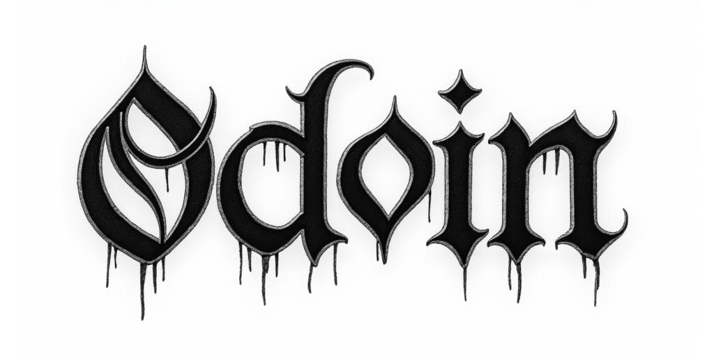 Son Of Odintext-based tattoo, gothic font ultra-realistic, perfectly placed, high-quality font design, photo-realistic shading, 8k, high quality, finely detailed typography - Variation 21