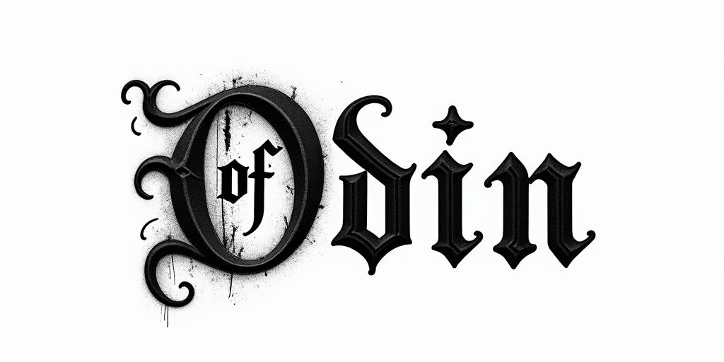 Son Of Odintext-based tattoo, gothic font ultra-realistic, perfectly placed, high-quality font design, photo-realistic shading, 8k, high quality, finely detailed typography - Variation 24