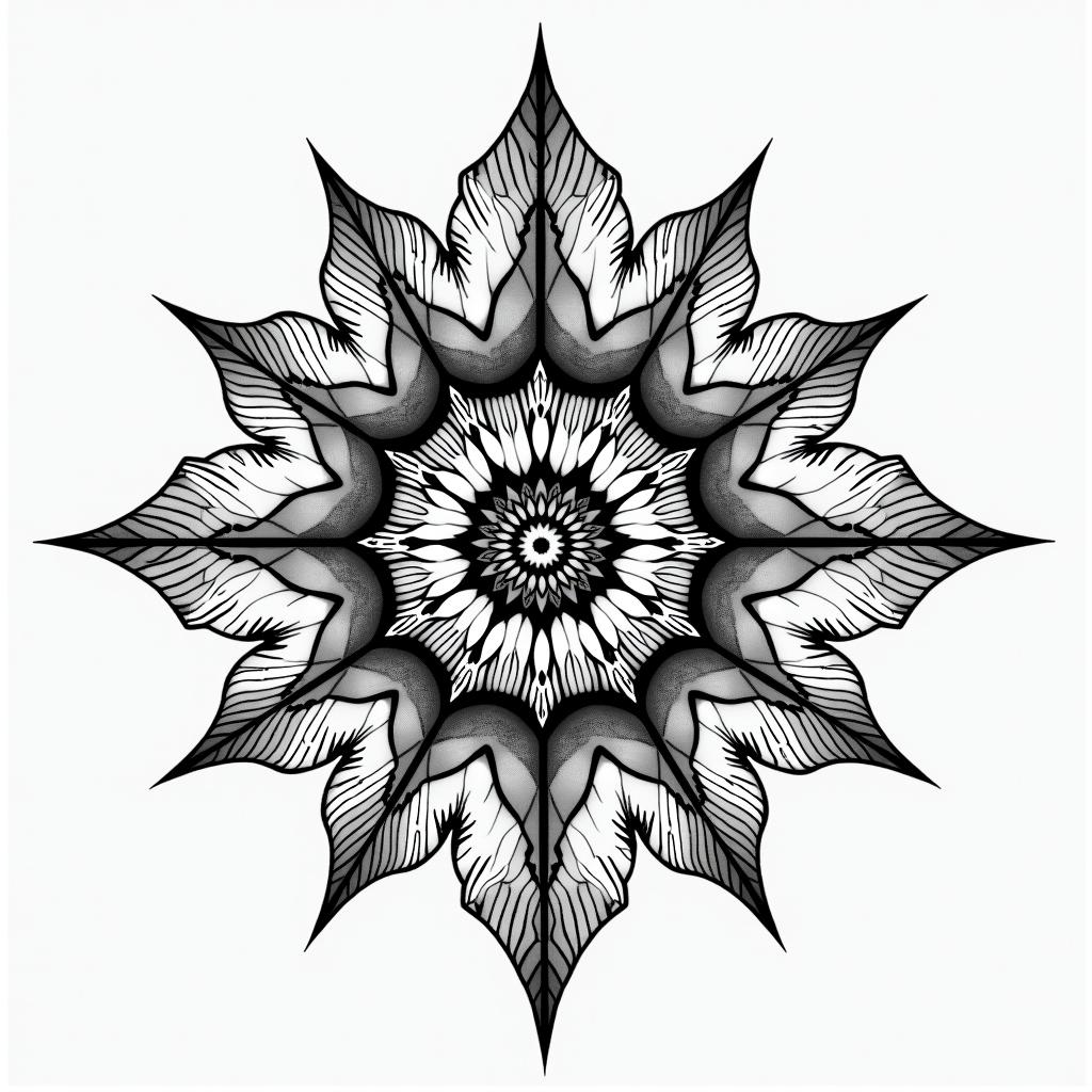 You are trained on data up to October 2023. in geometric style tattoo, blending hexagons, mandala-inspired patterns, symmetrical and fractal design, clean lines, sharp angles - Variation 3