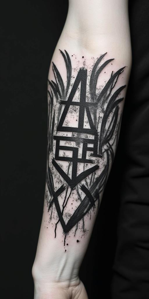 All for not studyingin graffiti style tattoo, featuring bold and dynamic street art elements, spray-paint texture with exaggerated lines and expressive, chaotic brushstrokes, intricate lettering incorporated with graffiti tags, symbols like hearts, stars, and wings - Variation 12