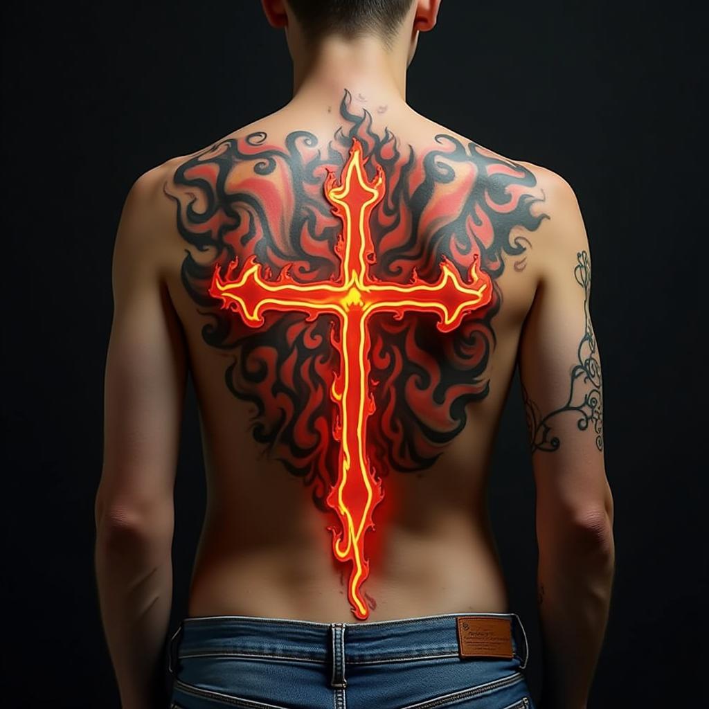 Pin stripping rockabilly dizgo caminito flammes V8 iron crossin flame tattoo style showcasing fiery elements with dynamic flame patterns, glowing effect of flames, natural colors - Variation 2