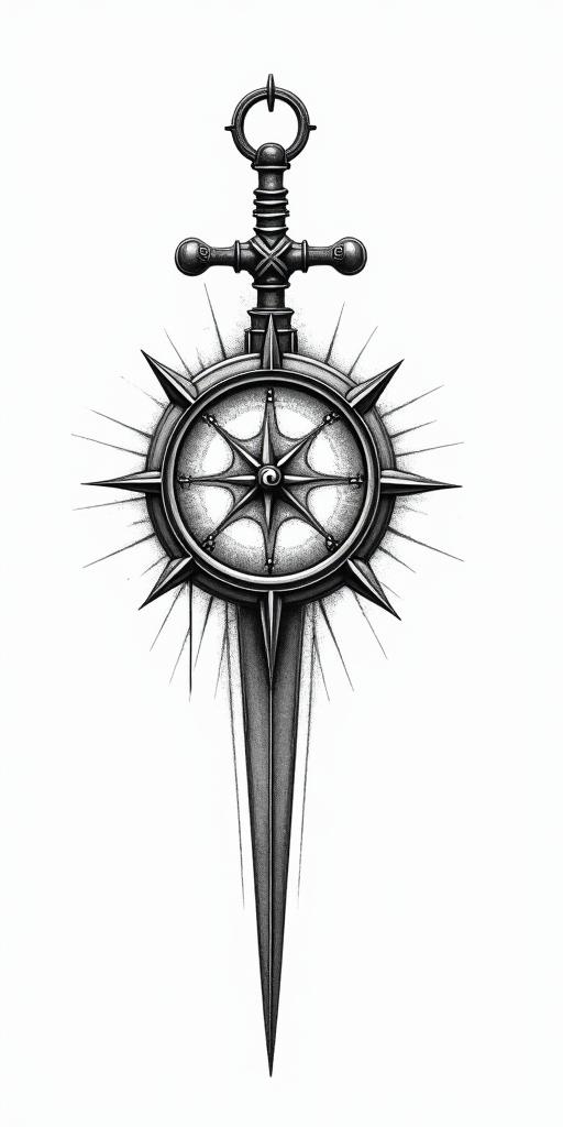 Compasshigly detailed tattoo - Variation 8