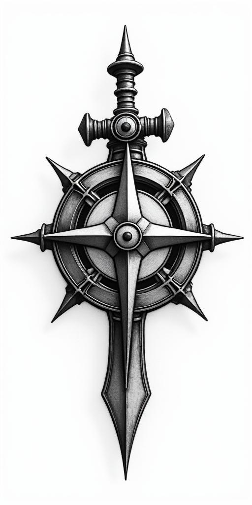 Compasshigly detailed tattoo - Variation 7