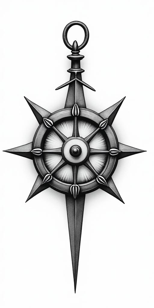 Compasshigly detailed tattoo - Variation 6