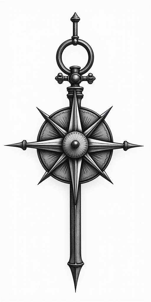 Compasshigly detailed tattoo - Variation 5