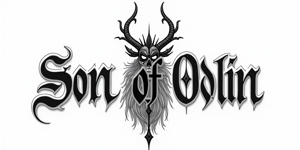 Son Of Odintext-based tattoo, gothic font ultra-realistic, perfectly placed, high-quality font design, photo-realistic shading, 8k, high quality, finely detailed typography - Variation 20