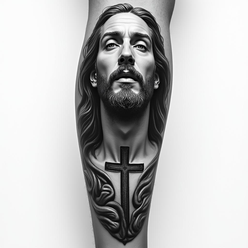 religious realism tattooin realism tattoo style, featuring a highly detailed, lifelike, capturing every detail, photorealistic, ultra realistic, intricate shading, smooth and sharp,  